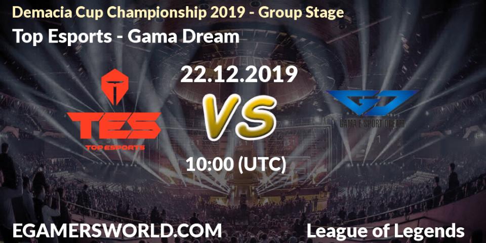 Pronósticos Top Esports - Gama Dream. 22.12.19. Demacia Cup Championship 2019 - Group Stage - LoL