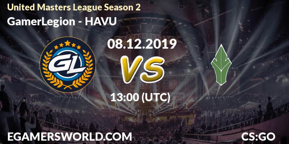 Pronósticos GamerLegion - HAVU. 08.12.19. United Masters League Season 2 - CS2 (CS:GO)