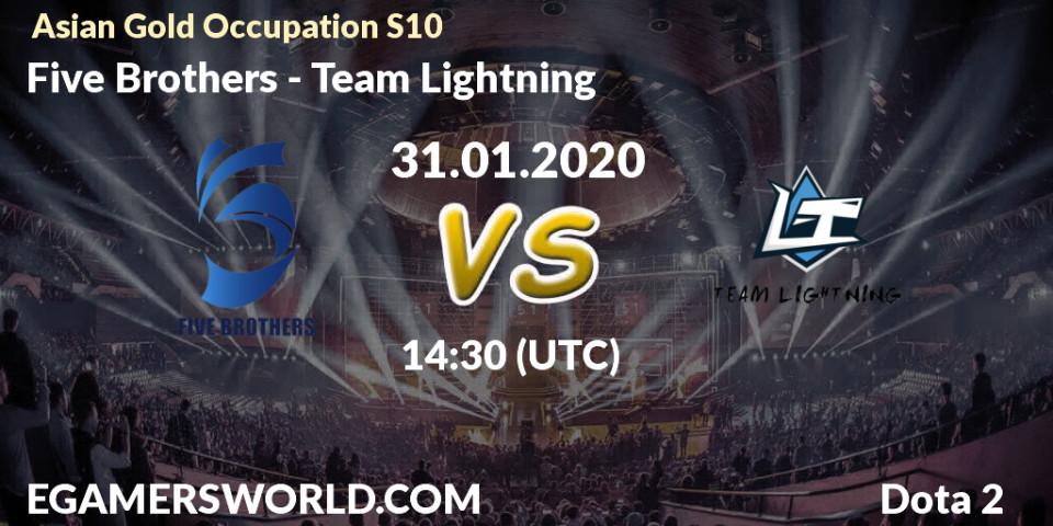 Pronósticos Five Brothers - Team Lightning. 31.01.20. Asian Gold Occupation S10 - Dota 2