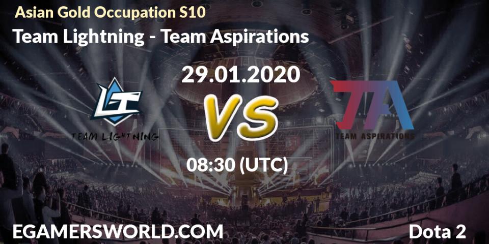 Pronósticos Team Lightning - Team Aspirations. 20.01.20. Asian Gold Occupation S10 - Dota 2