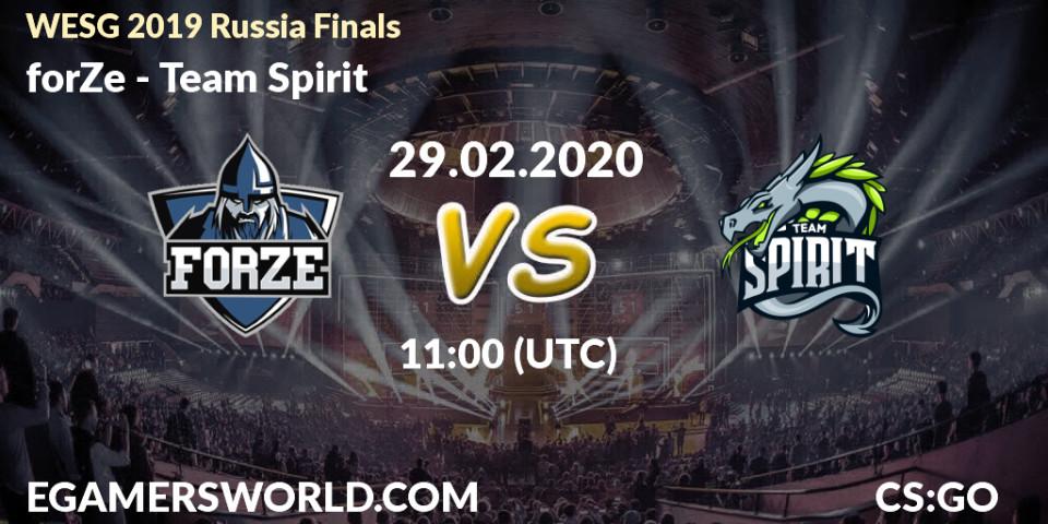 Pronósticos forZe - Team Spirit. 29.02.20. WESG 2019 Russia Finals - CS2 (CS:GO)