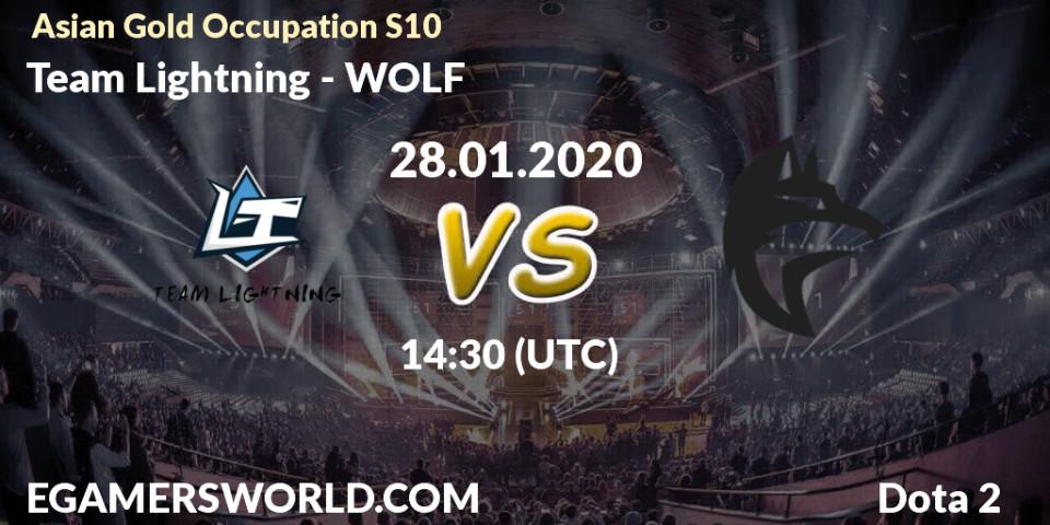 Pronósticos Team Lightning - WOLF. 28.01.20. Asian Gold Occupation S10 - Dota 2