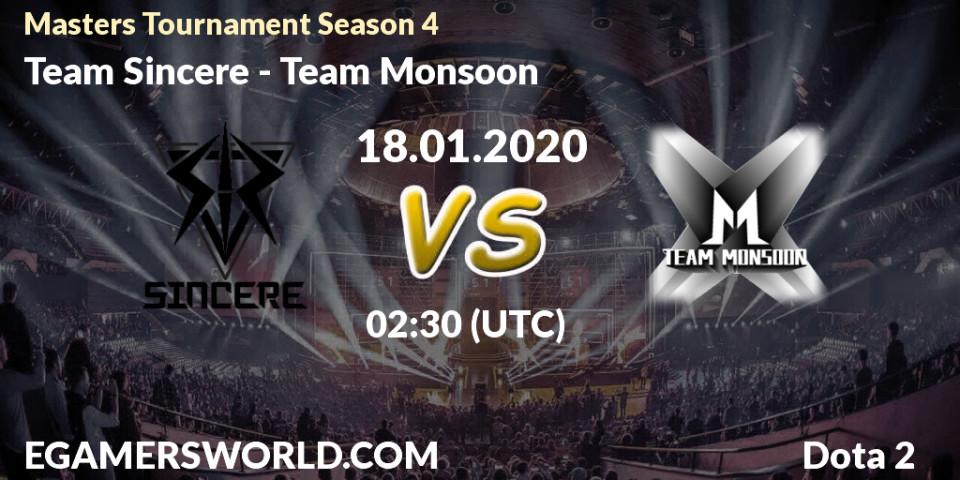 Pronósticos Team Sincere - Team Monsoon. 22.01.20. Masters Tournament Season 4 - Dota 2