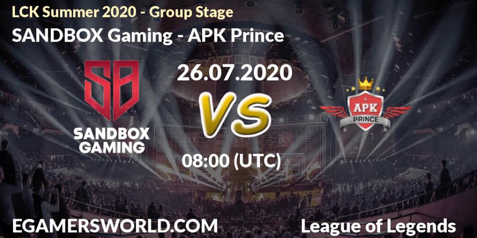 Pronósticos SANDBOX Gaming - SeolHaeOne Prince. 26.07.20. LCK Summer 2020 - Group Stage - LoL