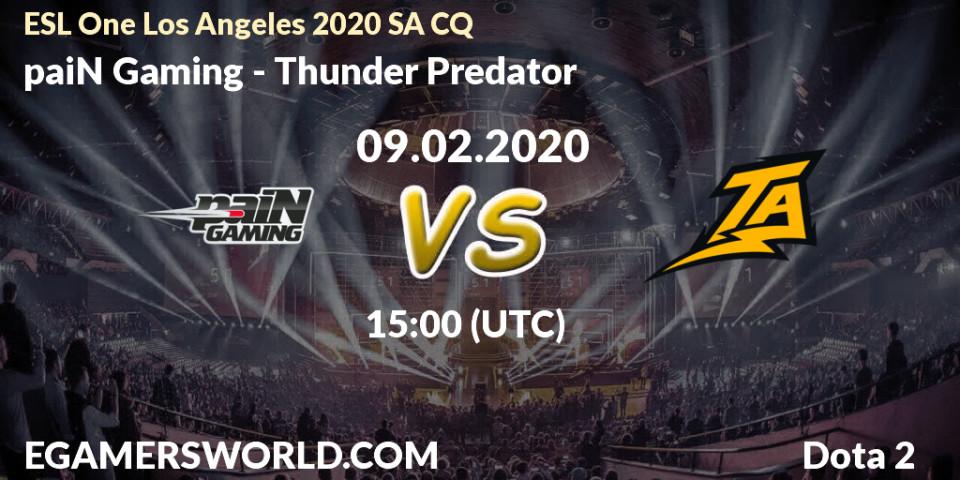 Pronósticos paiN Gaming - Thunder Predator. 09.02.20. ESL One Los Angeles 2020 SA CQ - Dota 2