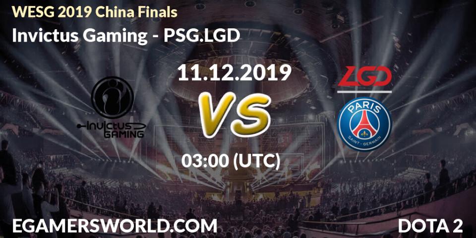 Pronósticos Invictus Gaming - PSG.LGD. 11.12.19. WESG 2019 China Finals - Dota 2