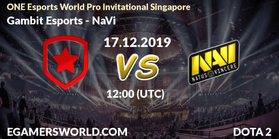 Pronósticos Gambit Esports - NaVi. 17.12.19. ONE Esports World Pro Invitational Singapore - Dota 2