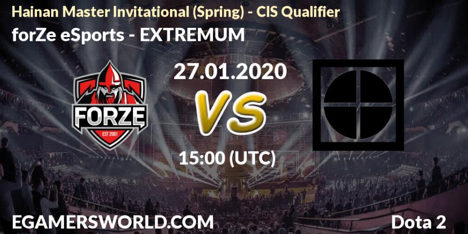 Pronósticos forZe eSports - EXTREMUM. 27.01.20. Hainan Master Invitational (Spring) - CIS Qualifier - Dota 2