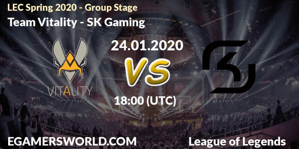 Pronósticos Team Vitality - SK Gaming. 24.01.20. LEC Spring 2020 - Group Stage - LoL