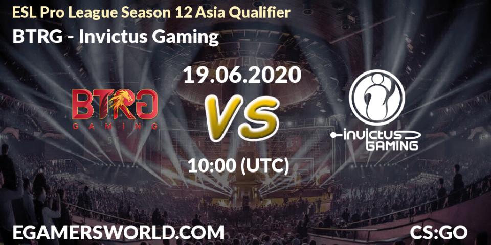 Pronósticos BTRG - Invictus Gaming. 19.06.20. ESL Pro League Season 12 Asia Qualifier - CS2 (CS:GO)