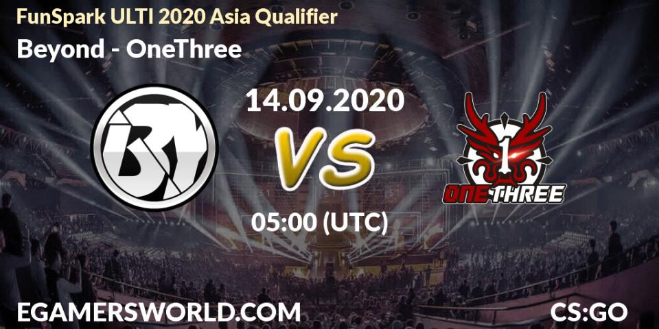 Pronósticos Beyond - OneThree. 14.09.20. FunSpark ULTI 2020 Asia Qualifier - CS2 (CS:GO)