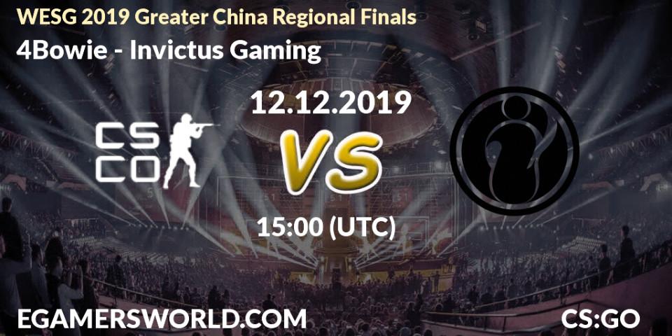 Pronósticos 4Bowie - Invictus Gaming. 12.12.19. WESG 2019 Greater China Regional Finals - CS2 (CS:GO)