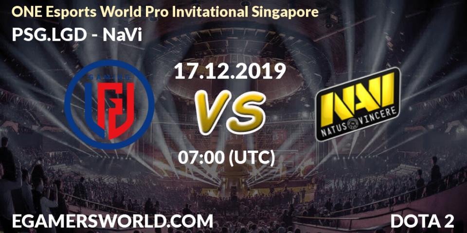Pronósticos PSG.LGD - NaVi. 17.12.19. ONE Esports World Pro Invitational Singapore - Dota 2