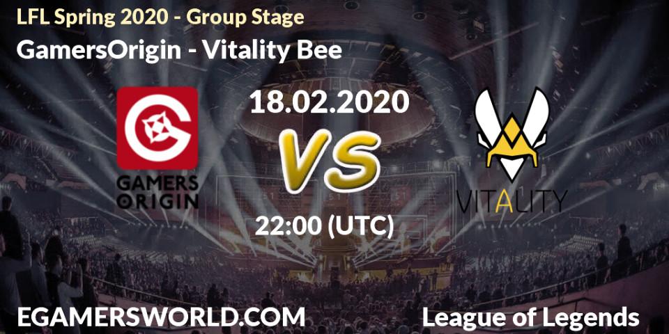 Pronósticos GamersOrigin - Vitality Bee. 18.02.20. LFL Spring 2020 - Group Stage - LoL