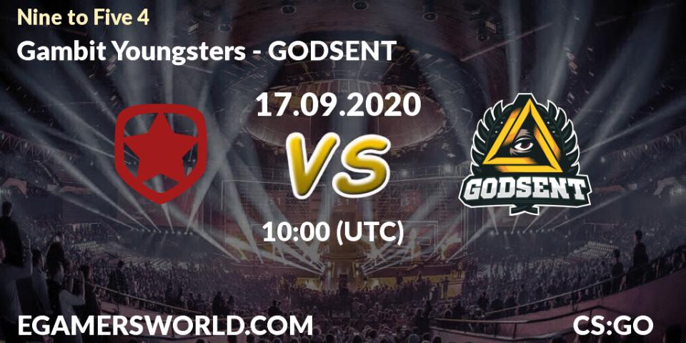 Pronósticos Gambit Youngsters - GODSENT. 17.09.20. Nine to Five 4 - CS2 (CS:GO)