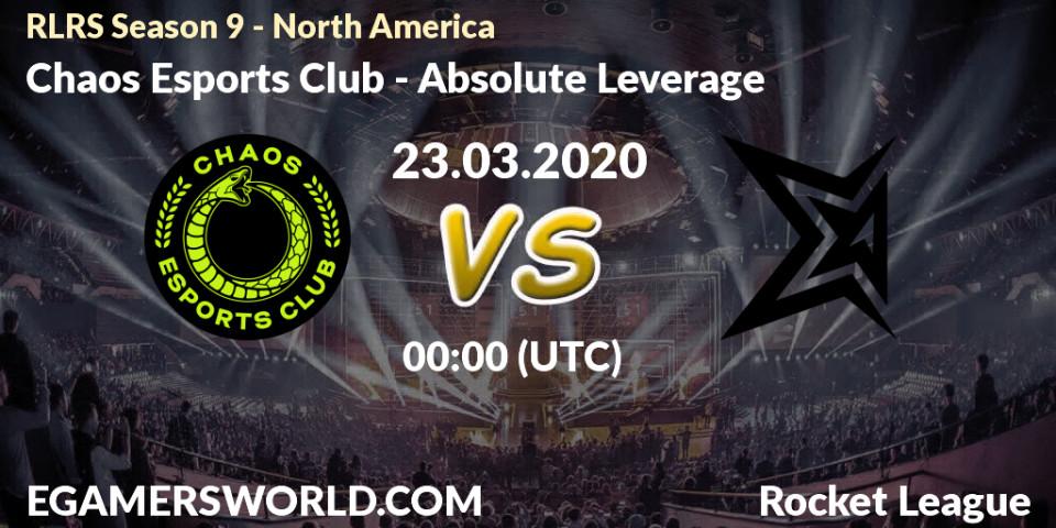 Pronósticos Chaos Esports Club - Absolute Leverage. 23.03.20. RLRS Season 9 - North America - Rocket League