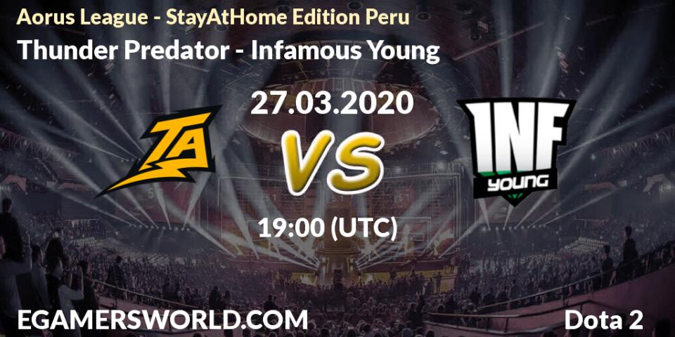 Pronósticos Thunder Predator - Infamous Young. 27.03.20. Aorus League - StayAtHome Edition Peru - Dota 2