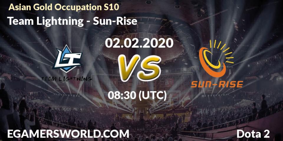 Pronósticos Team Lightning - Sun-Rise. 02.02.20. Asian Gold Occupation S10 - Dota 2
