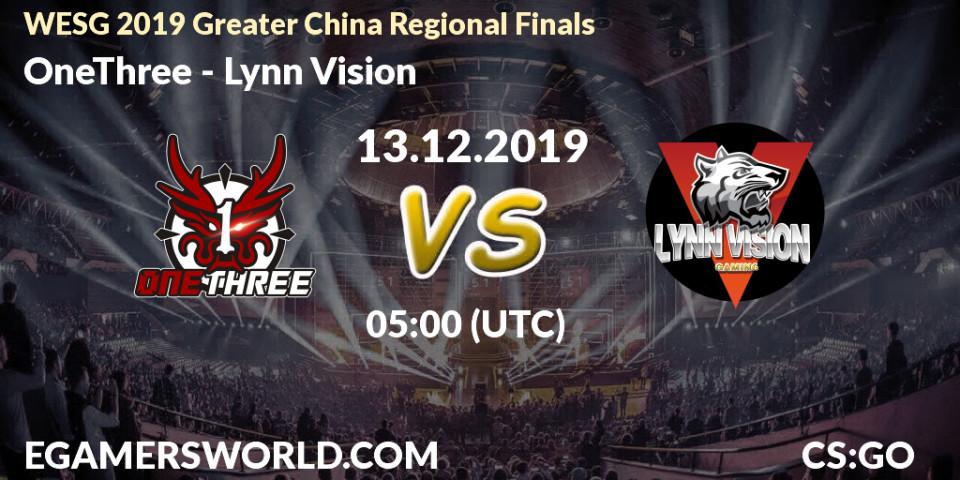 Pronósticos OneThree - Lynn Vision. 13.12.19. WESG 2019 Greater China Regional Finals - CS2 (CS:GO)