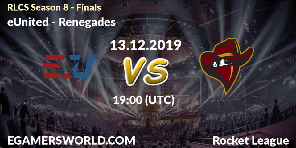 Pronósticos eUnited - Renegades. 13.12.19. RLCS Season 8 - Finals - Rocket League