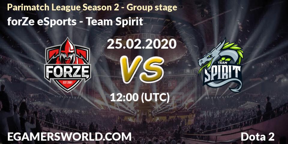 Pronósticos forZe eSports - Team Spirit. 26.02.20. Parimatch League Season 2 - Group stage - Dota 2