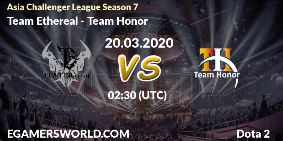 Pronósticos Team Ethereal - Team Honor. 20.03.20. Asia Challenger League Season 7 - Dota 2
