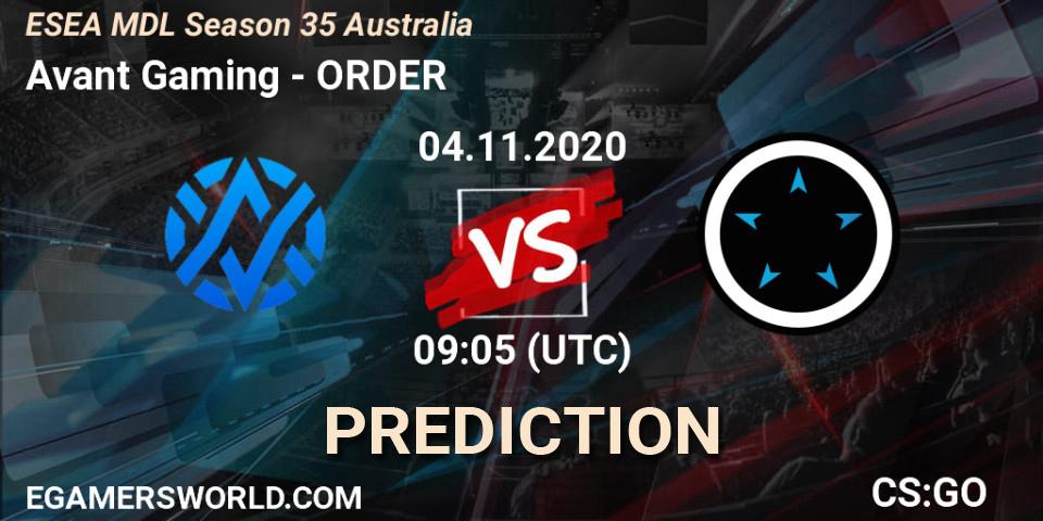 Pronósticos Avant Gaming - ORDER. 04.11.20. ESEA MDL Season 35 Australia - CS2 (CS:GO)