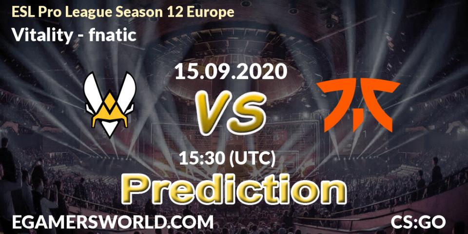 Pronósticos Vitality - fnatic. 15.09.20. ESL Pro League Season 12 Europe - CS2 (CS:GO)
