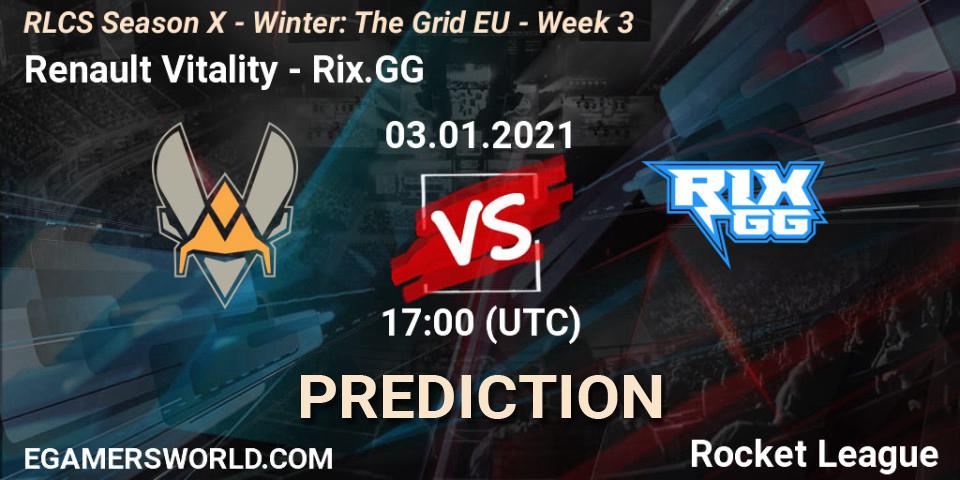 Pronósticos Renault Vitality - Rix.GG. 03.01.21. RLCS Season X - Winter: The Grid EU - Week 3 - Rocket League