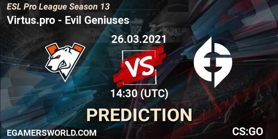 Pronósticos Virtus.pro - Evil Geniuses. 26.03.21. ESL Pro League Season 13 - CS2 (CS:GO)