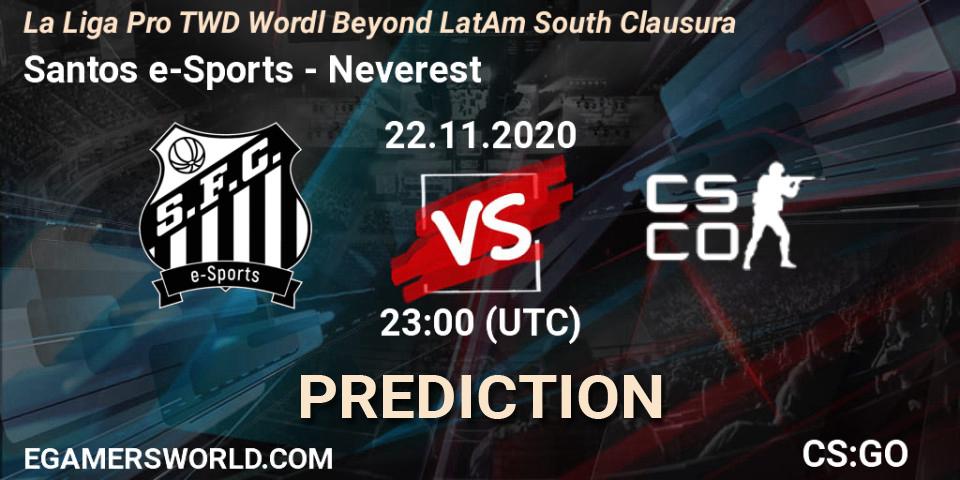 Pronósticos Santos e-Sports - Neverest. 22.11.20. La Liga Pro TWD Wordl Beyond LatAm South Clausura - CS2 (CS:GO)