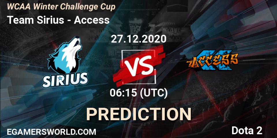 Pronósticos Team Sirius - Access. 27.12.20. WCAA Winter Challenge Cup - Dota 2