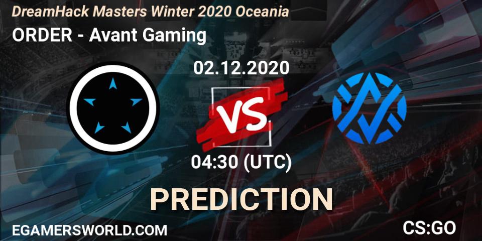 Pronósticos ORDER - Avant Gaming. 02.12.20. DreamHack Masters Winter 2020 Oceania - CS2 (CS:GO)