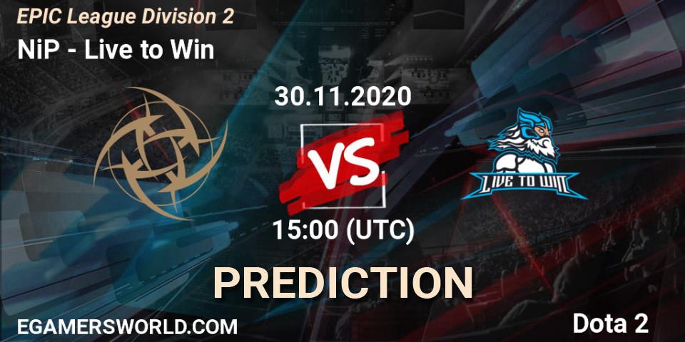 Pronósticos NiP - Live to Win. 30.11.20. EPIC League Division 2 - Dota 2