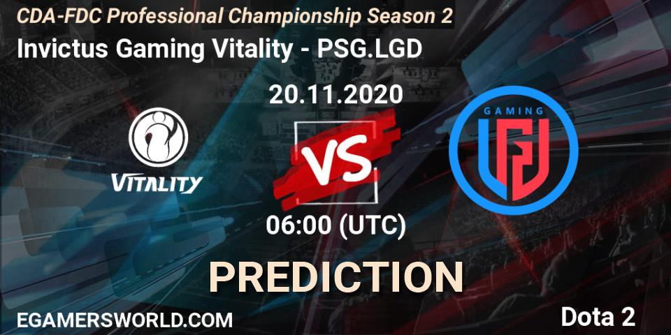 Pronósticos Invictus Gaming Vitality - PSG.LGD. 20.11.20. CDA-FDC Professional Championship Season 2 - Dota 2