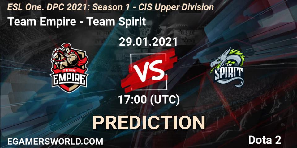Pronósticos Team Empire - Team Spirit. 29.01.21. ESL One. DPC 2021: Season 1 - CIS Upper Division - Dota 2
