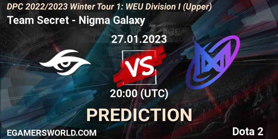 Pronósticos Team Secret - Nigma Galaxy. 27.01.23. DPC 2022/2023 Winter Tour 1: WEU Division I (Upper) - Dota 2