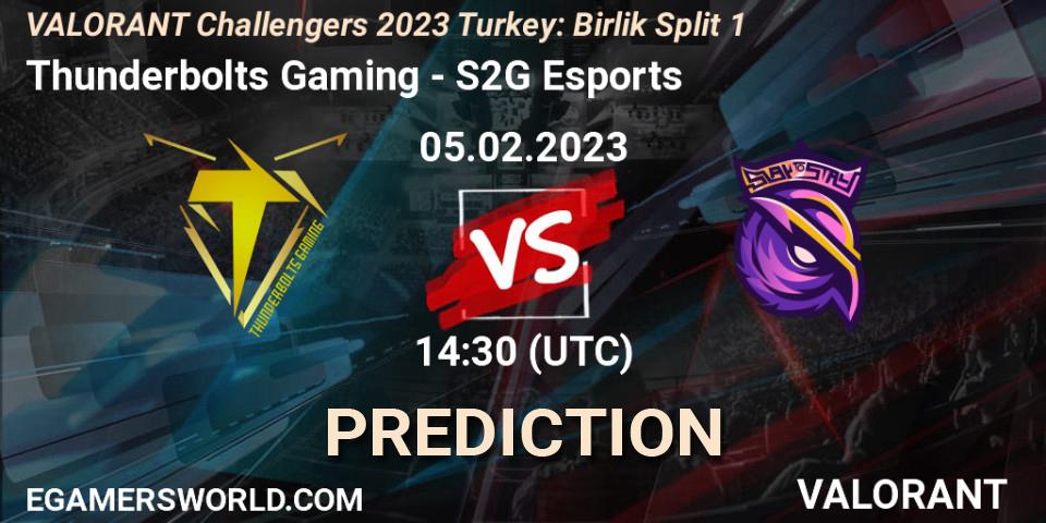 Pronósticos Thunderbolts Gaming - S2G Esports. 05.02.23. VALORANT Challengers 2023 Turkey: Birlik Split 1 - VALORANT