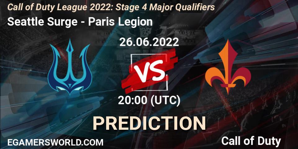 Pronósticos Seattle Surge - Paris Legion. 26.06.22. Call of Duty League 2022: Stage 4 - Call of Duty
