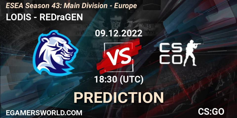 Pronósticos LODIS - REDraGEN. 09.12.22. ESEA Season 43: Main Division - Europe - CS2 (CS:GO)