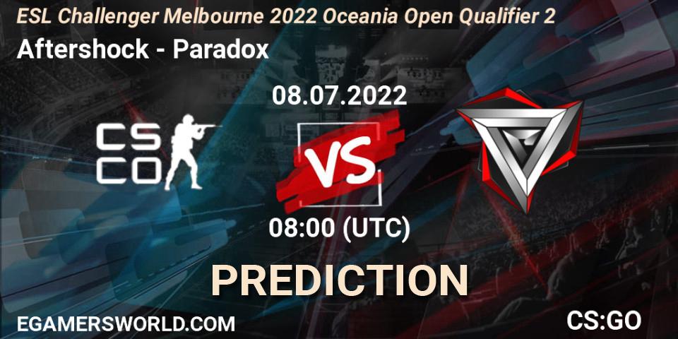 Pronósticos Aftershock - Paradox. 08.07.22. ESL Challenger Melbourne 2022 Oceania Open Qualifier 2 - CS2 (CS:GO)