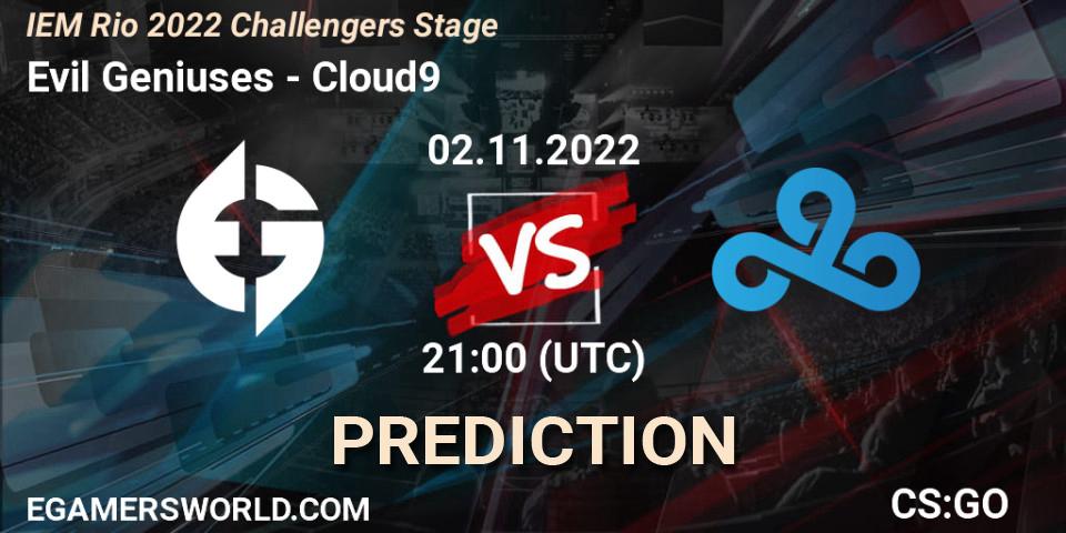 Pronósticos Evil Geniuses - Cloud9. 02.11.22. IEM Rio 2022 Challengers Stage - CS2 (CS:GO)