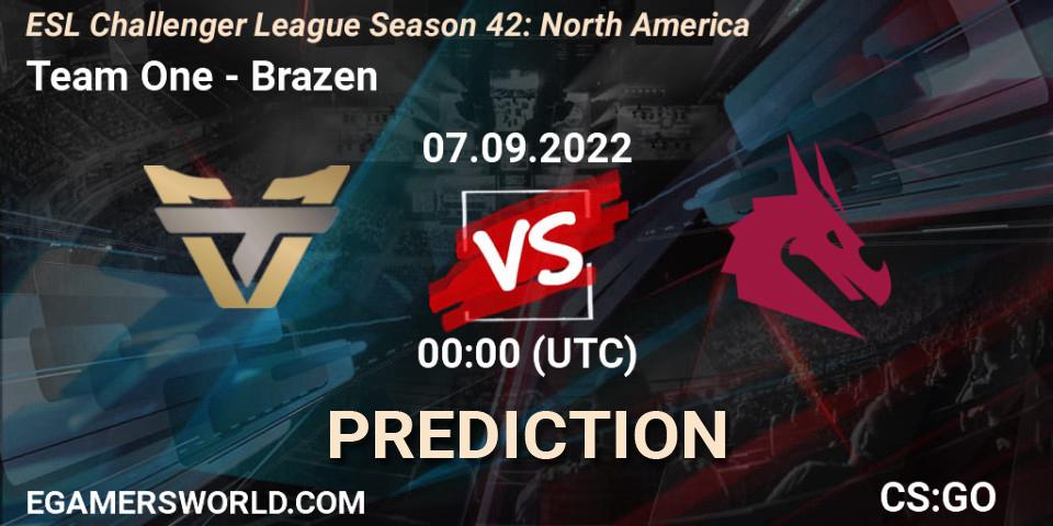 Pronósticos Team One - Brazen. 24.09.22. ESL Challenger League Season 42: North America - CS2 (CS:GO)