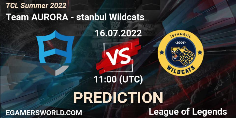 Pronósticos Team AURORA - İstanbul Wildcats. 16.07.22. TCL Summer 2022 - LoL
