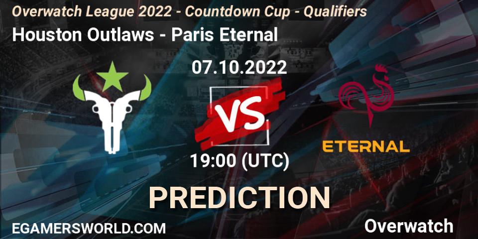 Pronósticos Houston Outlaws - Paris Eternal. 07.10.22. Overwatch League 2022 - Countdown Cup - Qualifiers - Overwatch