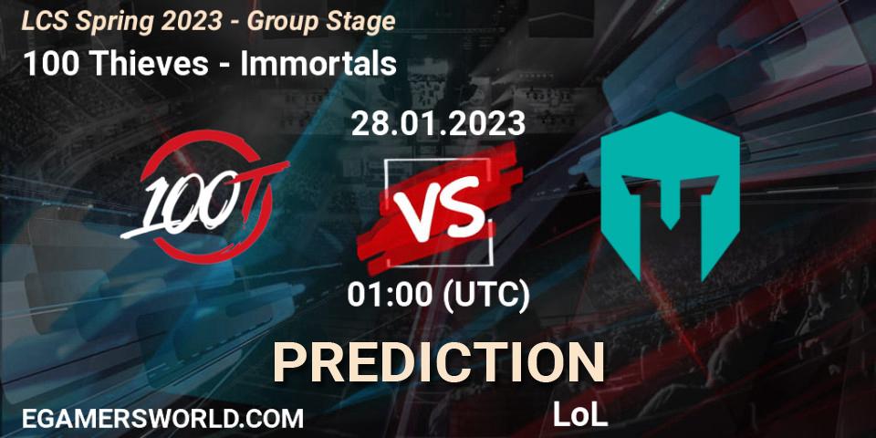 Pronósticos 100 Thieves - Immortals. 28.01.23. LCS Spring 2023 - Group Stage - LoL