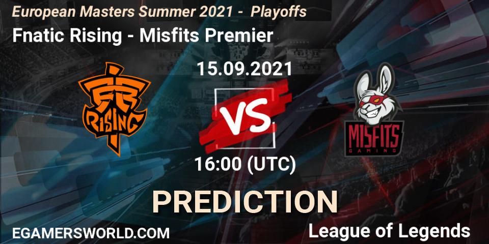 Pronósticos Fnatic Rising - Misfits Premier. 15.09.21. European Masters Summer 2021 - Playoffs - LoL