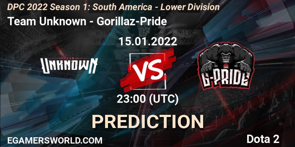 Pronósticos Team Unknown - Gorillaz-Pride. 15.01.22. DPC 2022 Season 1: South America - Lower Division - Dota 2