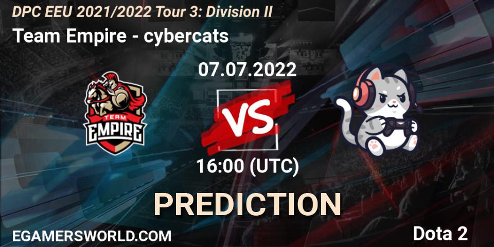 Pronósticos Team Empire - cybercats. 07.07.22. DPC EEU 2021/2022 Tour 3: Division II - Dota 2