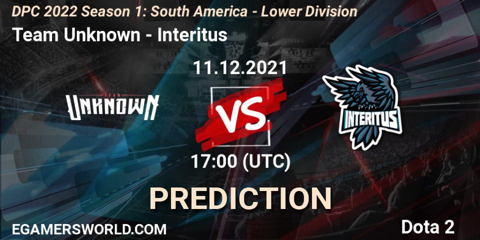 Pronósticos Team Unknown - Interitus. 11.12.21. DPC 2022 Season 1: South America - Lower Division - Dota 2